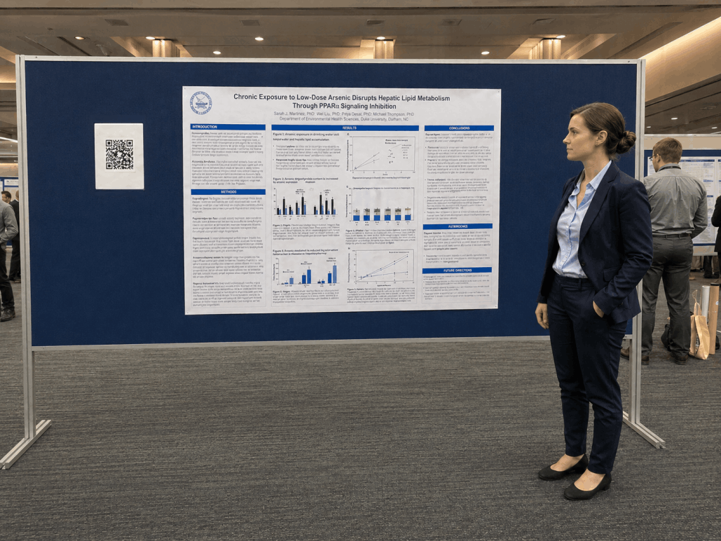 Research poster with QR code next to it